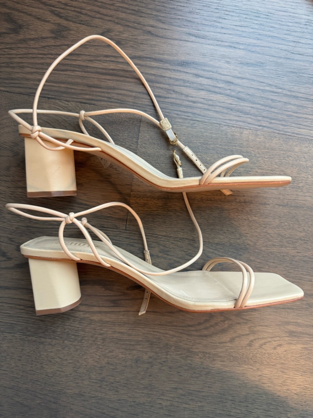 New No Box SCHUTZ  Pompeii Beige/Nude Square-Toe Strappy Heels - Picture 4 of 4